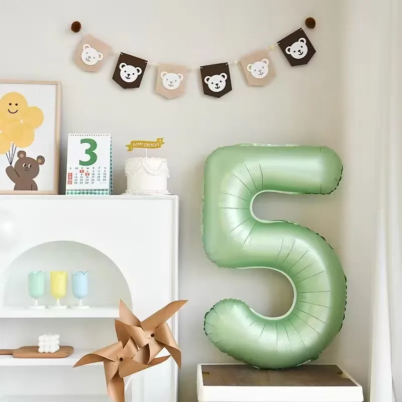 1pc 40 인치 번호 호일 풍선 1 2 3 4 5 6 세 아이 소년 소녀 크라운 생일 축하 풍선 베이비 샤워 장식 용품