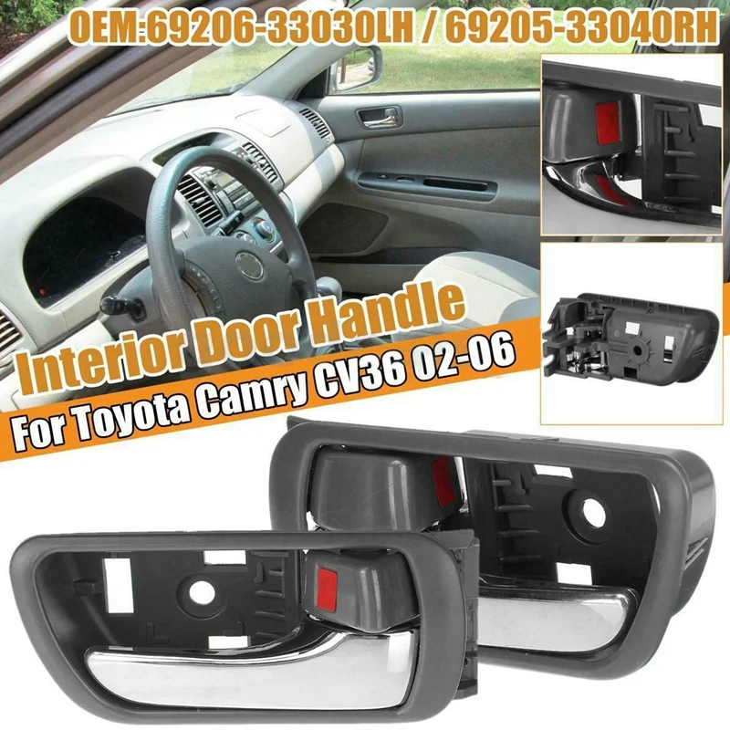 

2Pcs Interior Inner Inside Door Handle Chrome For Toyota Camry CV36 2002-2006 69206-33030LH 69205-33040RH