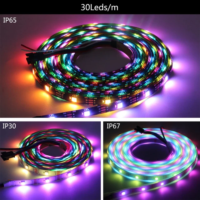 WS2812B WS2811 WS2813 WS2815 5050 RGBIC Smart LED Strip WS2812 Individually Addressable IC 30/60/144Pixels/Leds/m Light DC5V/12V - Image 5