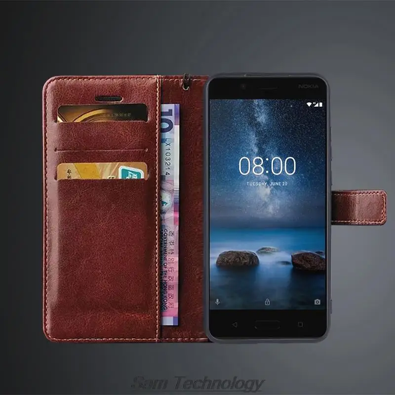 Card Holder Cover Leather Case for Nokia 8 Nokia8 Pu Leather Flip Cover Retro Wallet Phone Case for Nokia8 Business Fundas Coque 4