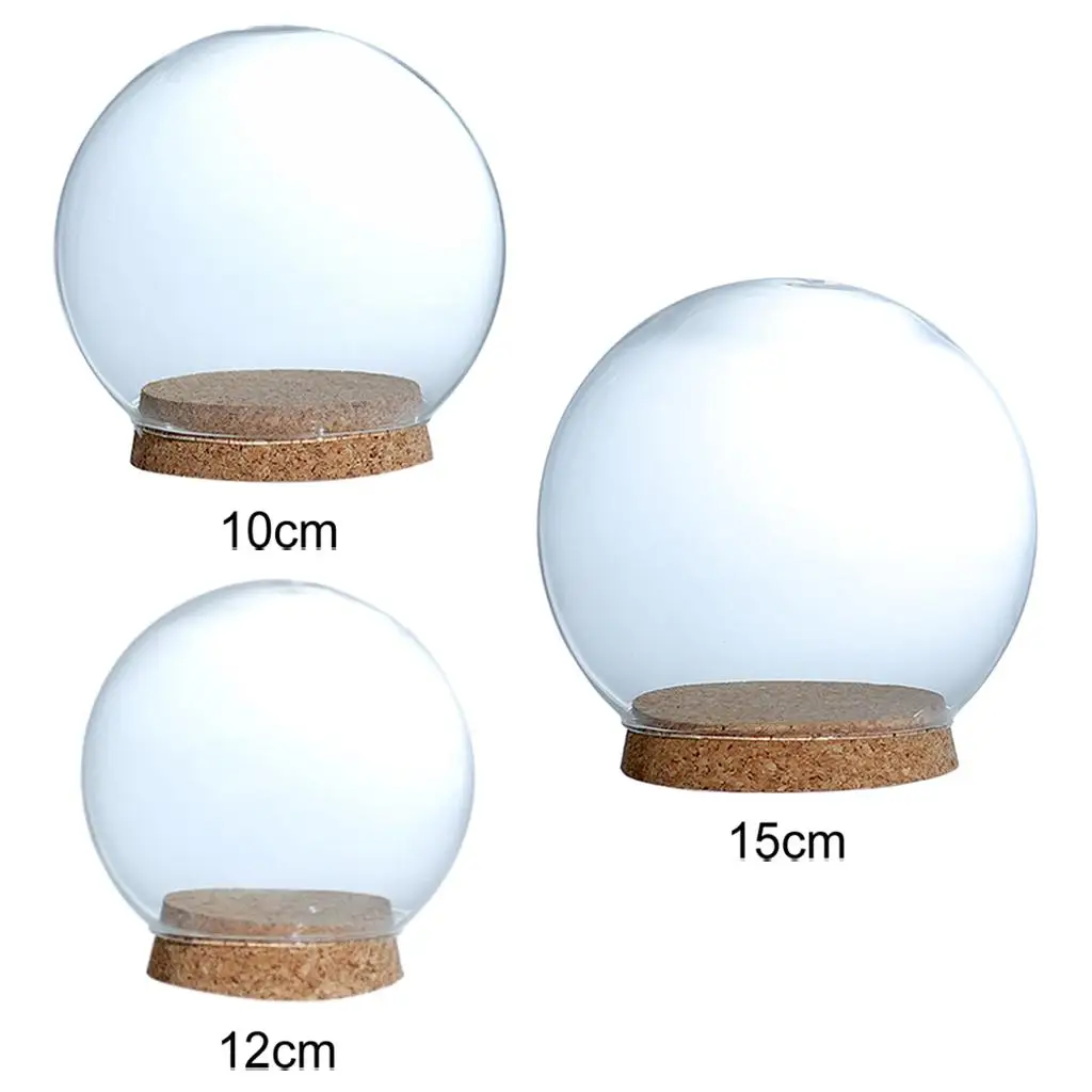 Clear Decorative Glass Dome Flower Preservation Vase Cloche Bell Jar with Wood Base Plant Ornament Miniature Dollhouse 12cm glass display dome