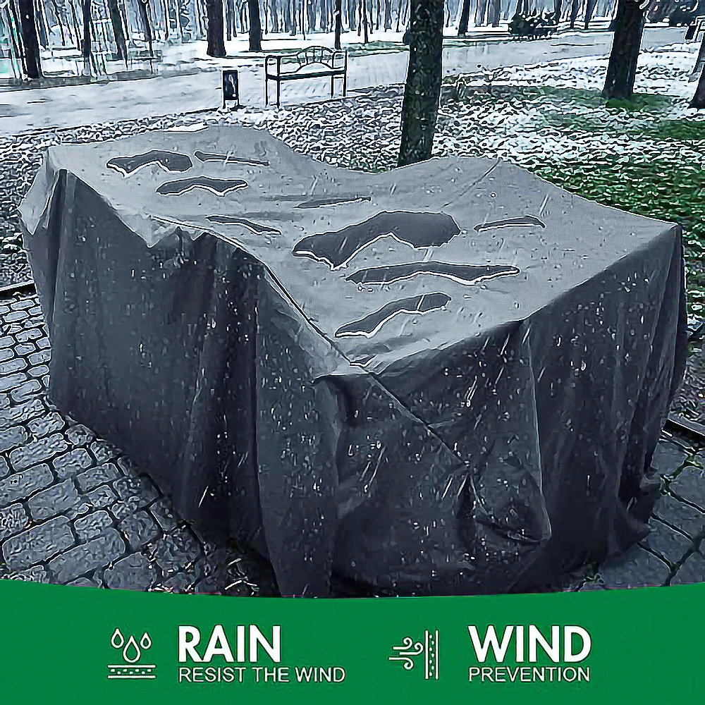 All-Weather Garden Furniture Cover, Oxford Fabric Waterproof Rain Cover for Rattan Sofa and Table 4