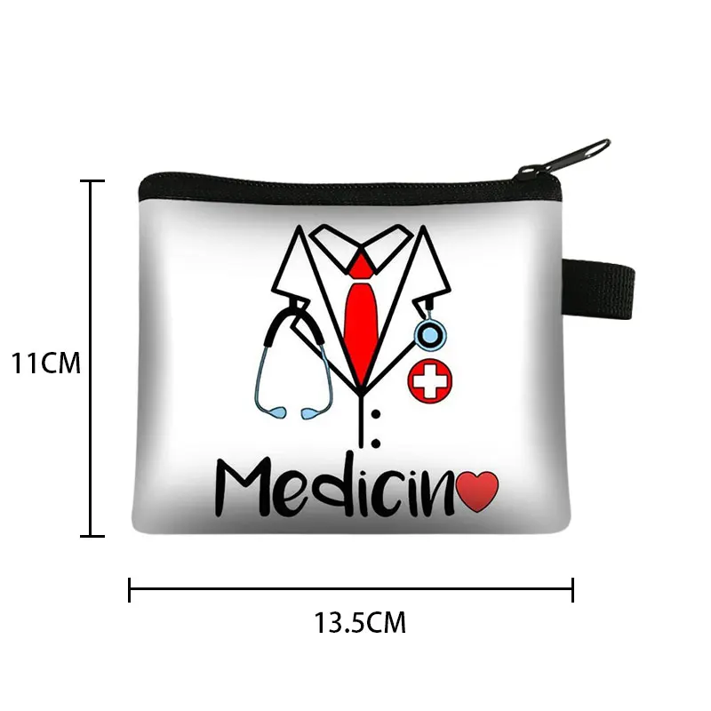 Cute Nurse Coin Purse Medical Doctor Stethoscope Syringe Wallet Charms Nurse Cap Hospital Coin Bag ID Credit Card Holder