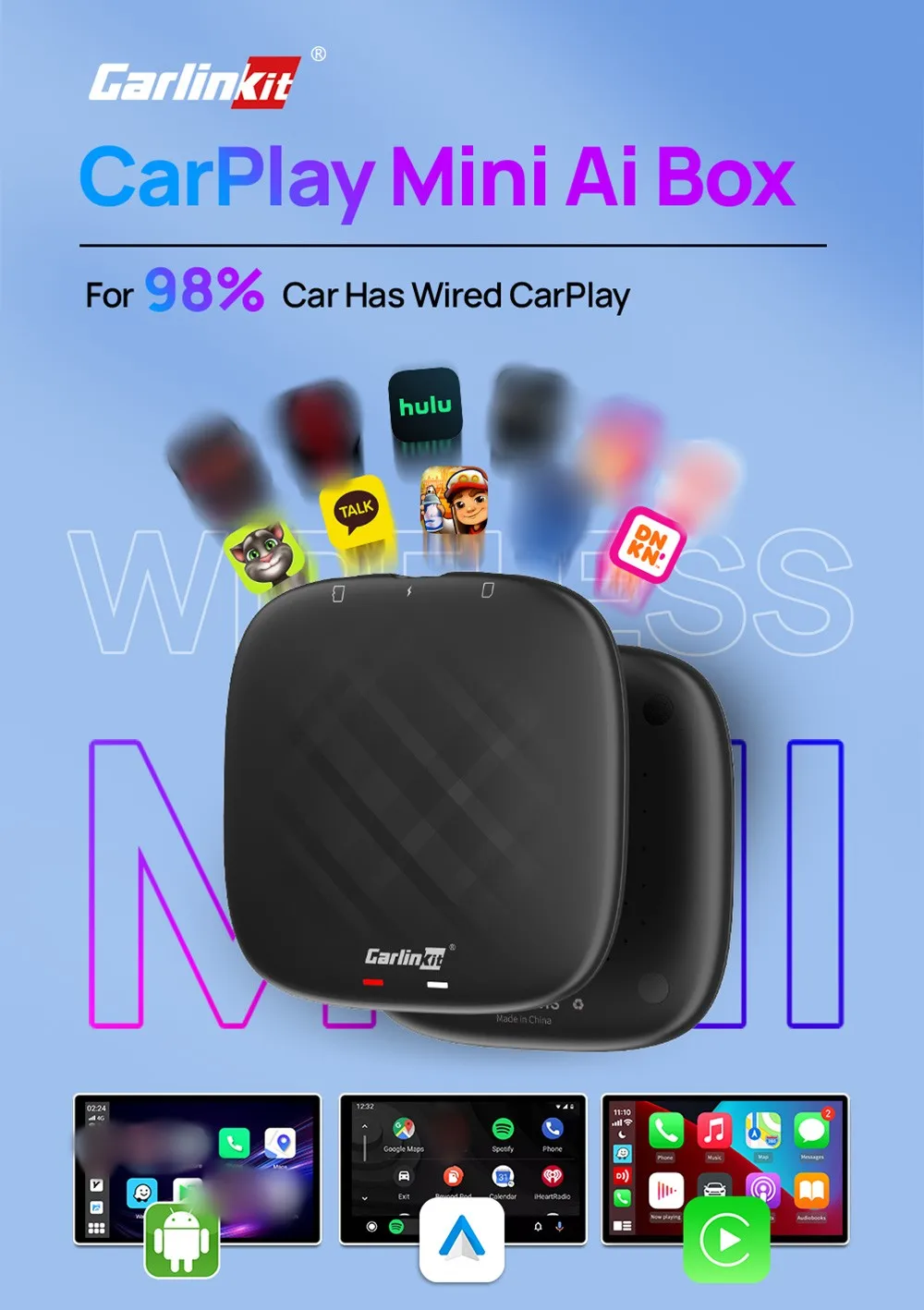 CarlinKit ī÷ Ai ڽ,  ī÷, ȵ̵ 11, ȵ̵ ڵ , 4G LTE SIM,  , ƿ, , ٰ, Ÿ