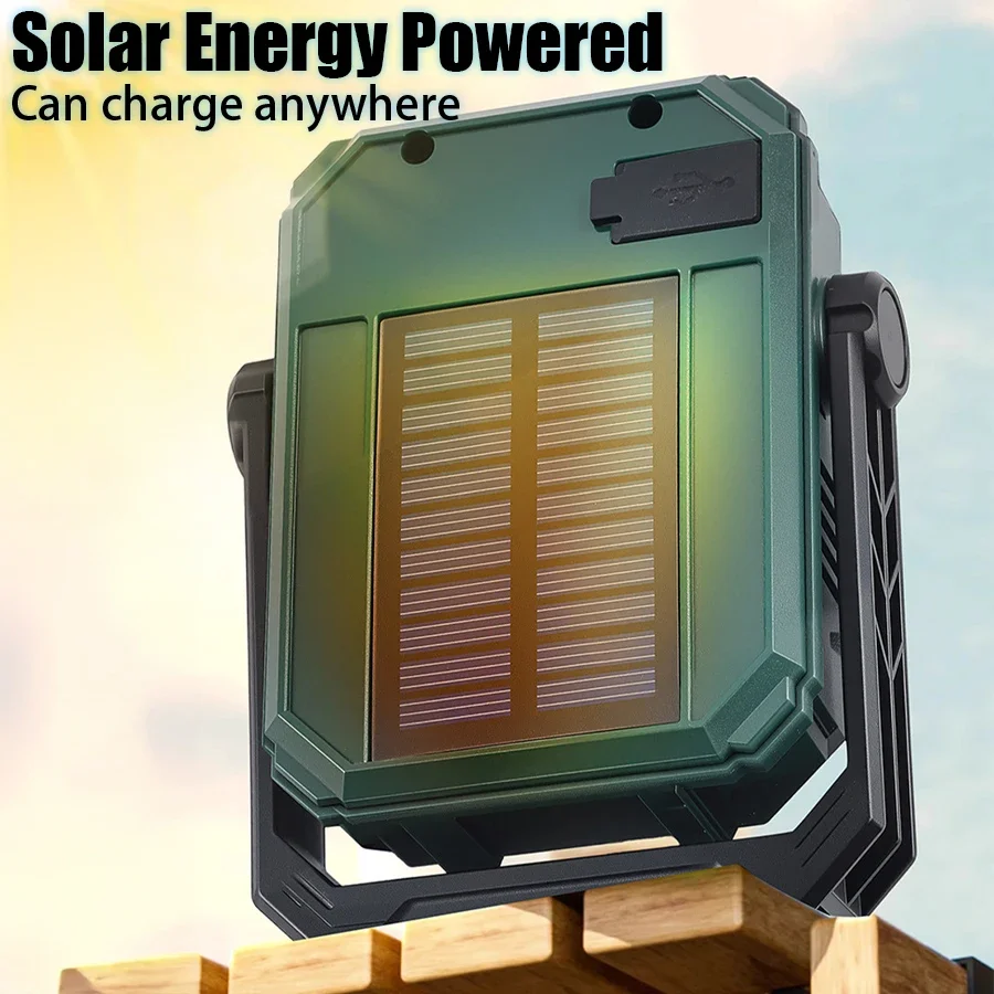 مصباح للتخييم بالطاقة الشمسية مع مغناطيس ودعامة قابلة للتعديل، 5 أوضاع فانوس خارجي مقاوم للماء للخيمة والمشي لمسافات طويلة وإضاءة الطوارئ
