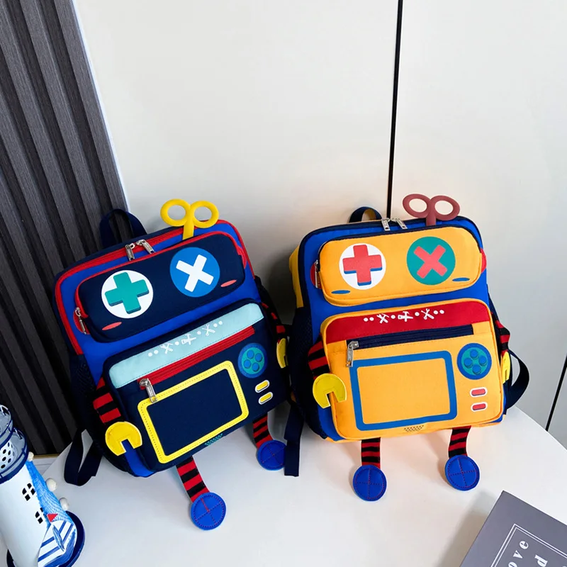 Children's Trendy Large-capacity Schoolbag Boys And Girls Kindergarten Anti-loss Bag 2-6 Years Old Super Cute Robot Bag Mochila 4