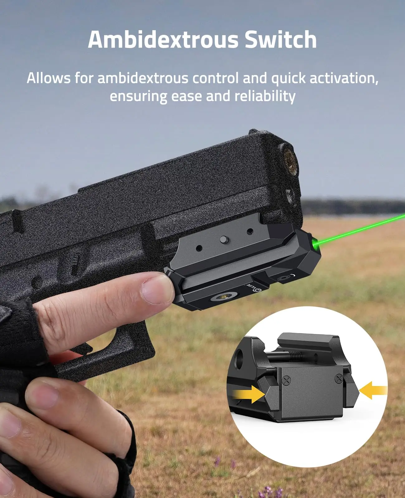MIDTEN Rechargeable Green Laser Sight Pistol Upgraded Low-Profile Sight Magnetic Charging Port laser sight