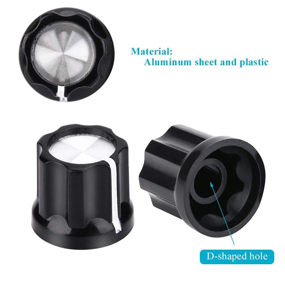 10Pcs/Set D Type Shaft Hole Volume Control Potentiometer Knob Position Groove Parts For Guitar Bass Electric Guitar Accessories
