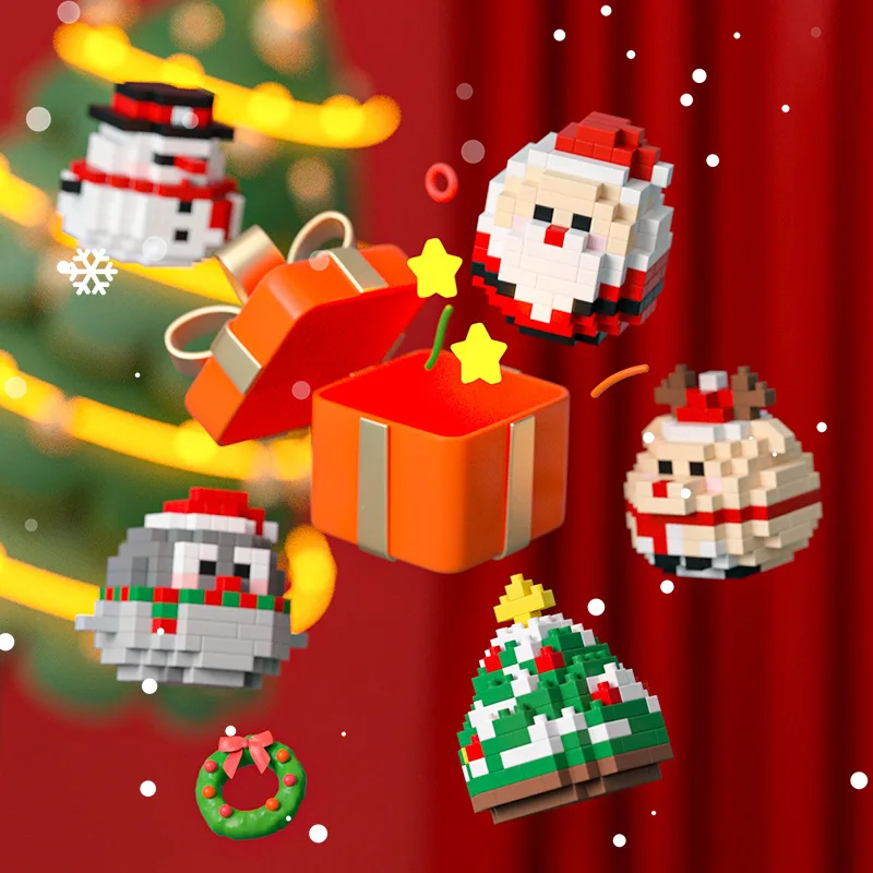 Festive Holiday Tree Particle Building Set - Creative Micro Bricks Educational Toy