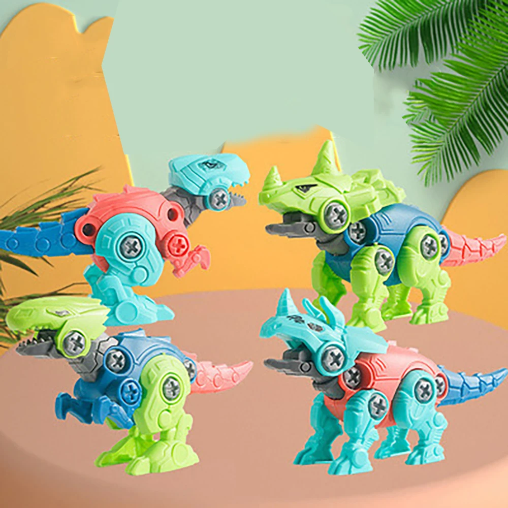 Dinosaur Toy Children's Dinosaur Construction Boy Toy Set Early Educational DIY Screwing Jurassic Dinosaurs Baby Toys Random Color dinosaur building blocks building block toy assemble toy
