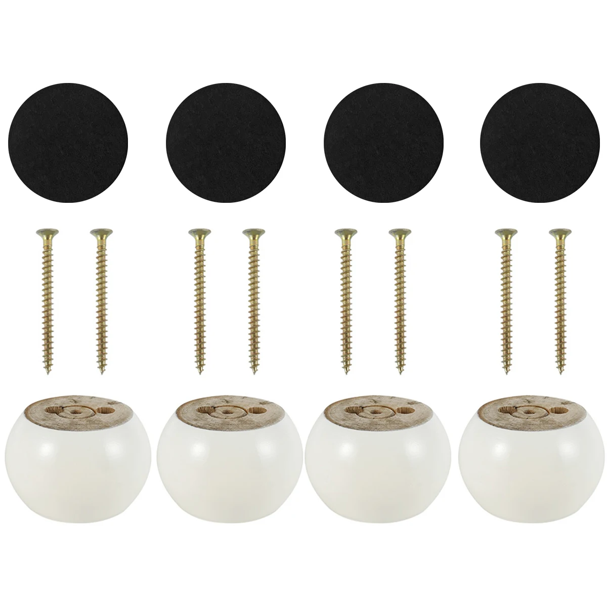 4Pcs Furniture Leg Solid Wood Round Shape Bun Feet 5cm Tall Replacement Sofa Legs for Couch Chair Coffee Table Cabinet Furniture