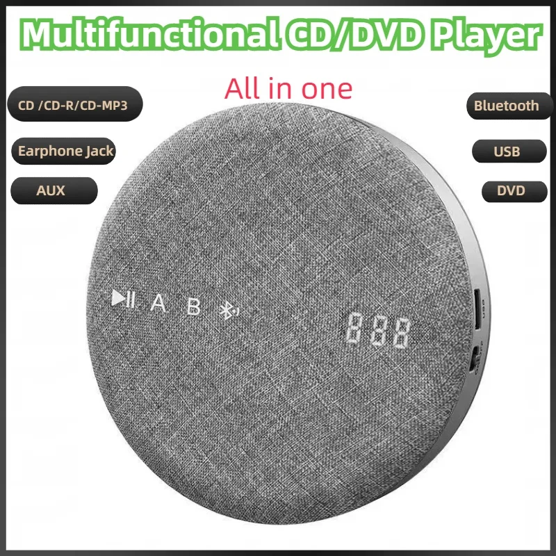 

Портативный DVD/CD плеер, двойная стерео звуковая система, перезаряжаемая батарея, Двойная модель Bluetooth ,USB,AUX