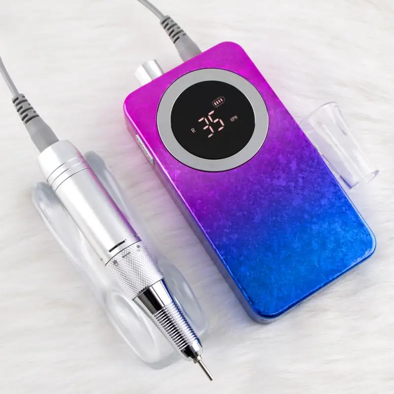 

Gradient Color Electric Nail Drill Machine 35000Rpm Rechargeable Manicure Salon Supplies Lightweight Nail File Drill
