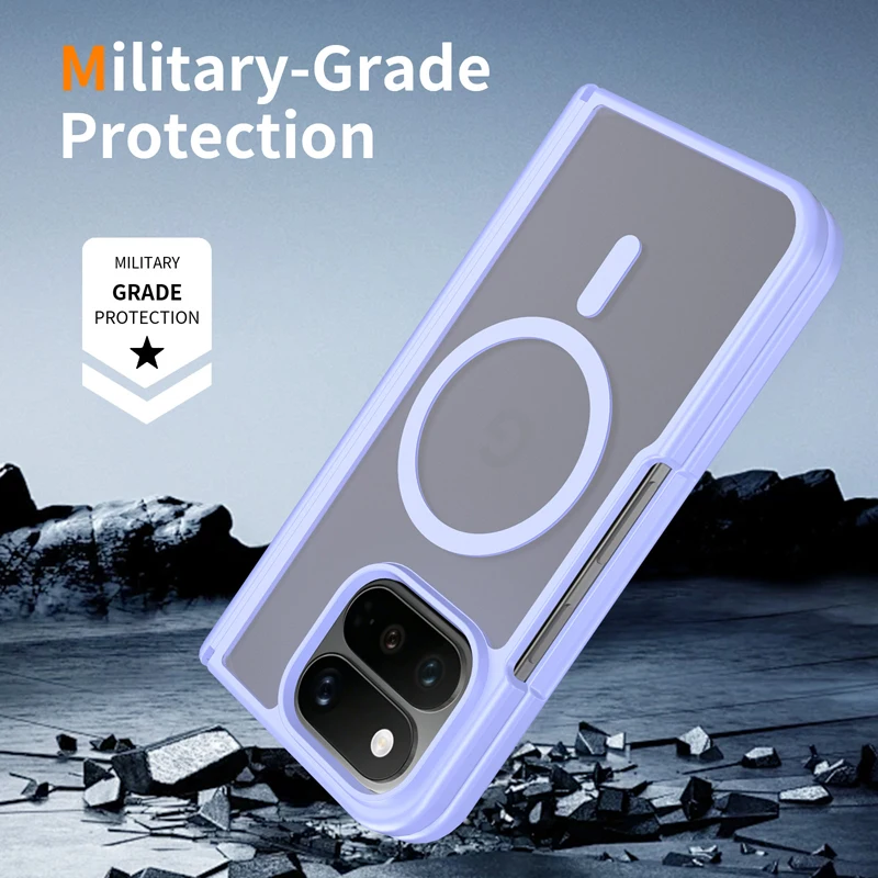 Translucent Matte Phone Case with Skin-Friendly Hinge Protection and Magnetic Closure