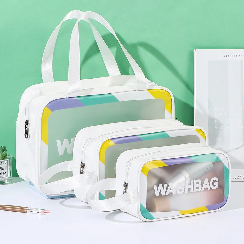 New PU Women Travel Storage Bag Cosmetic Bag Makeup Bag Travel Organizer Bags Waterproof Washbag Transparent Cosmetic Cases 2
