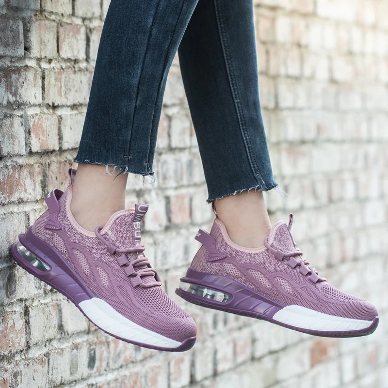 Atmungsaktive Luftpolster-Arbeitsstiefel, Sicherheits-Stahlkappe, unzerstörbare Arbeits-Turnschuhe, Damenschuhe_voghion.com