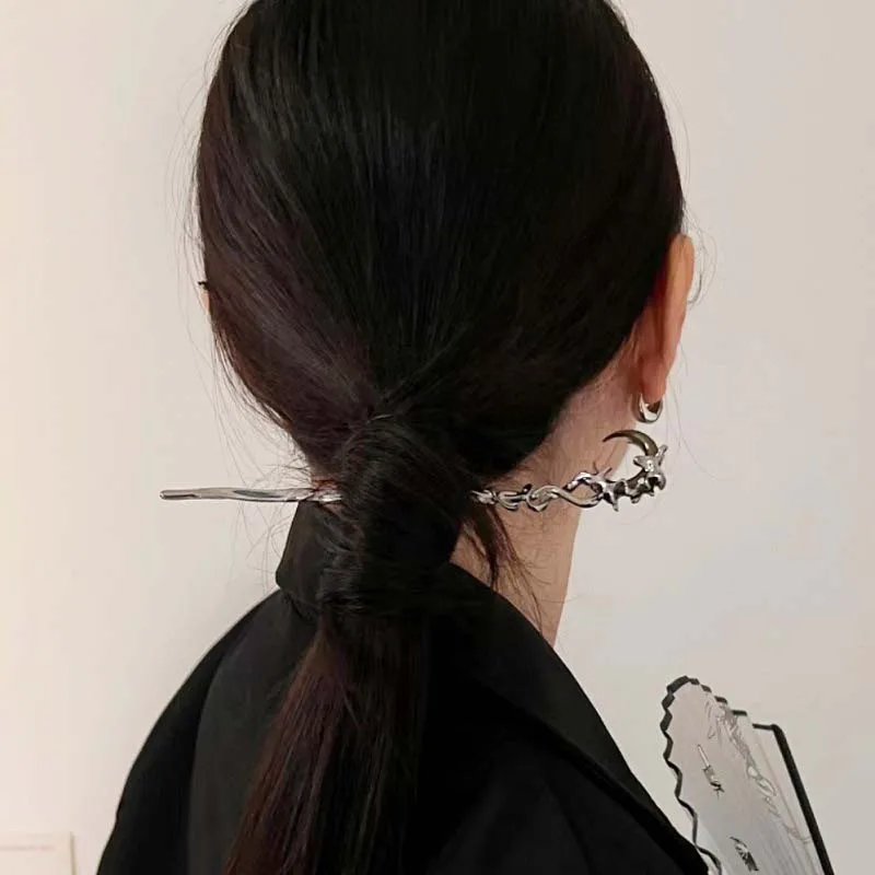 Crescent Shaped Hairpin Women Chinese Style Irregular Metal Personalized Simple Versatile Hair Accessories Exquisite hair accessory,jewelry accessories