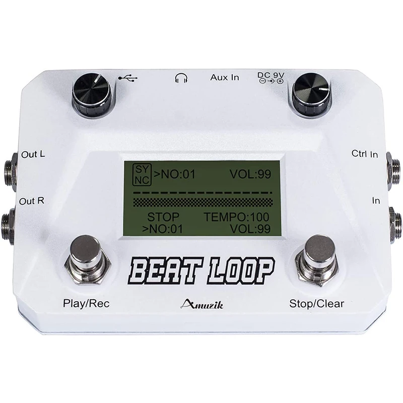 Amuzik Pedal de efecto de guitarra eléctrica Looper, Pedal de bucle de latido, máquina de tambor