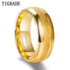 Tigrade 8mm Tungsten Carbide Rings For Men 24K Gold Plated Polished Edge Sandblasted Domed Wedding Ring Engagement Band Jewelry 1