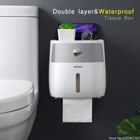 Portable Toilet Roll Paper Holder Plastic Waterproof Double Layer Paper Dispenser For Toilet Storage Box Bathroom Accessories 5