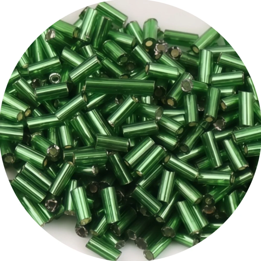Premium Silver Core Glass Tube Beads for DIY Embroidery and Crafts