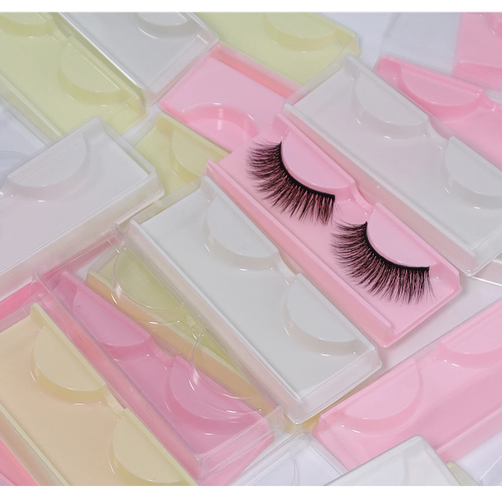 GLAMLASH 50 Stück Wimpern-Kunststoffschalen, 25 mm Nerz-Wimpern-Tabletthalter, leere rechteckige Wimpernschalen – Detail 8
