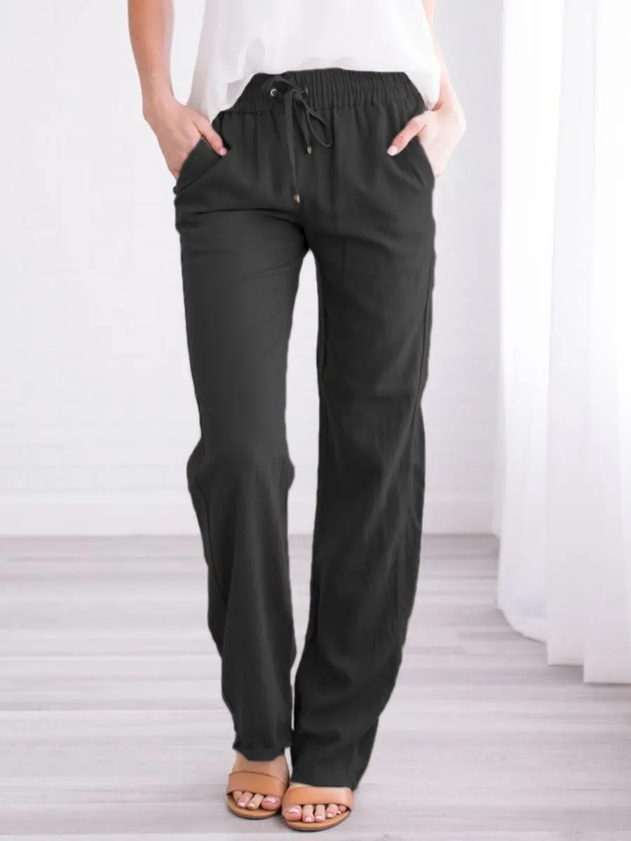 cropped leggings Spring/summer 2022 New plain color slacks with loose straps for casual fashion and wide legs white capri pants