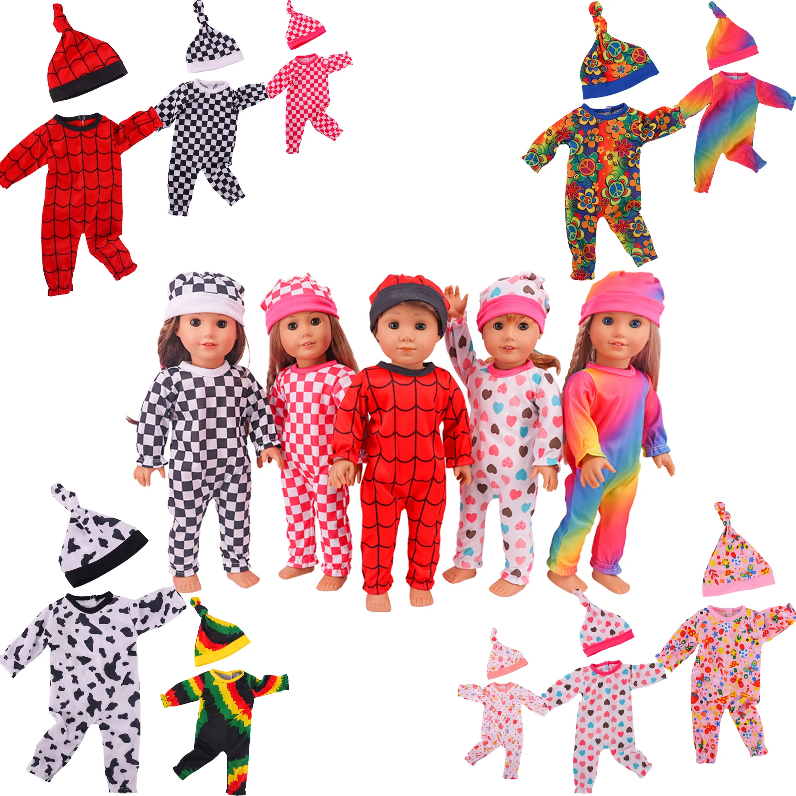 

2022New Doll Clothes For 18Inch Girl American Doll&43Cm Reborn Baby With Hat One Piece Suit Clothes,Toys For Our Generation Girl
