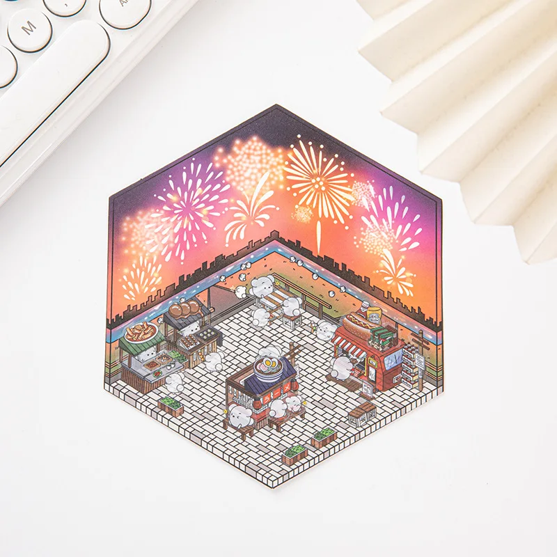 PET 3D Cute Sticker Pack DIY Three Dimensional Kawaii Cabin Scene Landscaping Decoration Sticker Gift for Kid Child Baby