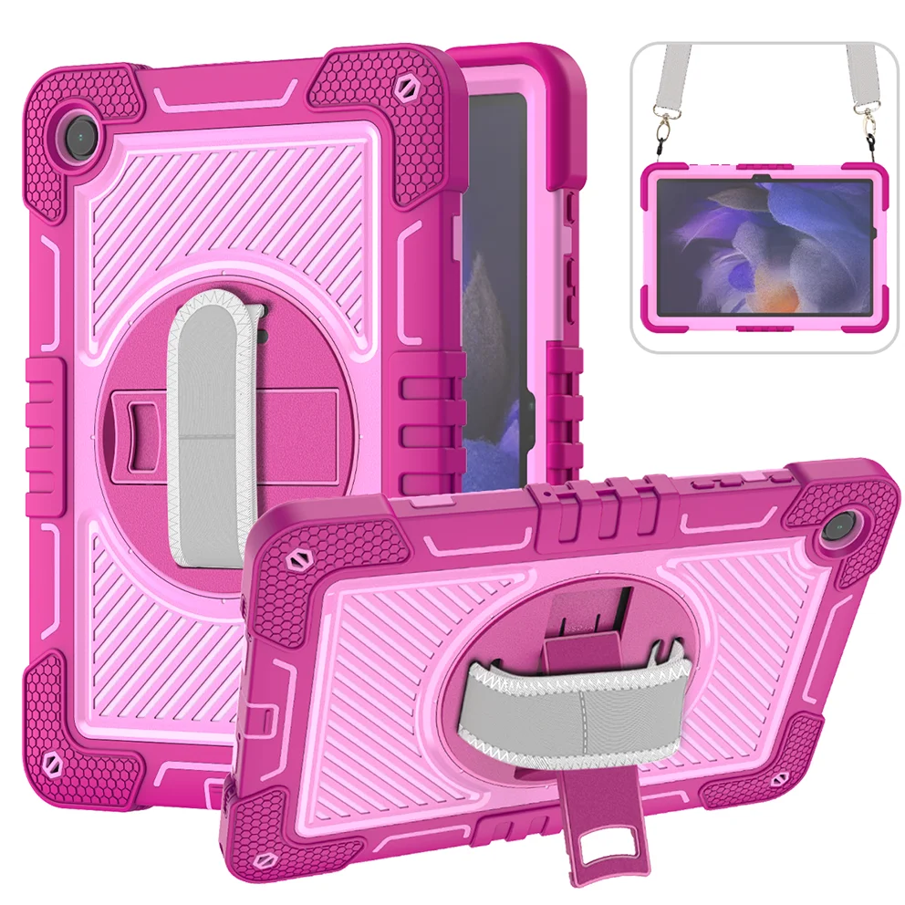 Hand Shoulder Strap and Stand Case for Tablets - 360 Rotating Kids Safe Cover