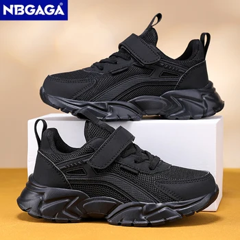 Lightweight Children's Black Sneakers Breathable Mesh for Boys School Casual Walking Shoes Non slip Sport Kids Girl Running Shoe 1