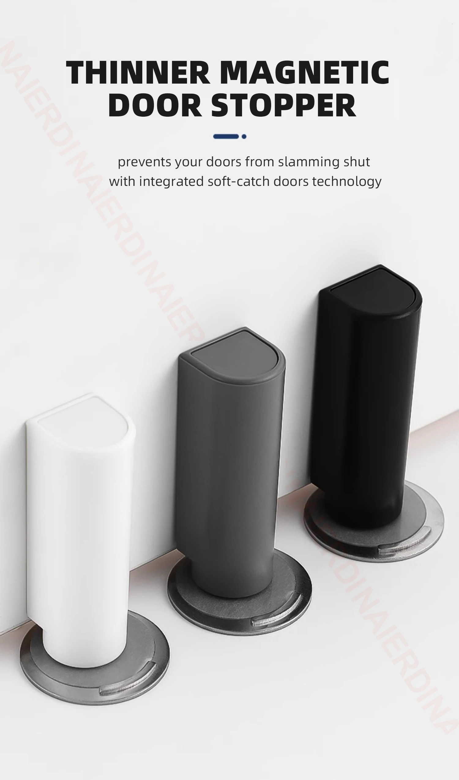 Duty Door Stop, Preto Prego-Free Porta Sucção Titular, Hardware