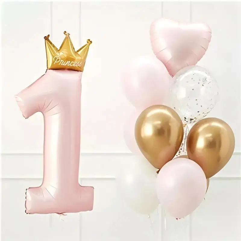 1. Geburtstag Junge Mädchen Dekorationen Hut Neugeborene bis 12 Monate Geburtstag Banner Nummer Ballon Box Grußkarten Foto Requisite Dekor – Detail 26