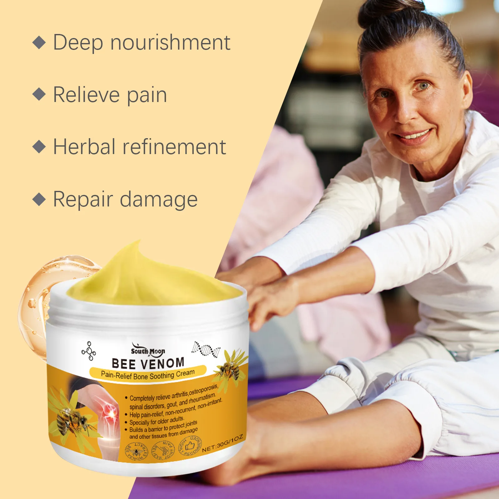 30g Bee Venom Pain Relief Cream Epair Synovitis Meniscus Reduce Joint Inflammation Rheumatism Arthritis Elbow Lumbar Knee 족저근막염