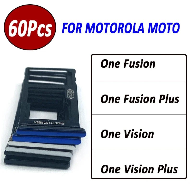 

60Pcs，Original SIM Card Tray chip Slot Holder Adapter Accessories Repair For Motorola Moto One Fusion Plus / One Vision Plus