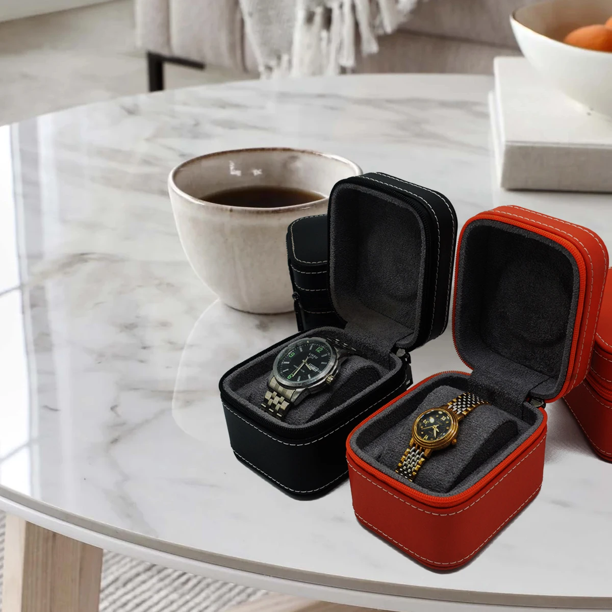 Travel Watch Case ⌚ Single Watch Travel Box – PU Leather Watch Carrying Case Organizer ... - SKU TWC01115 - UGI Packaging