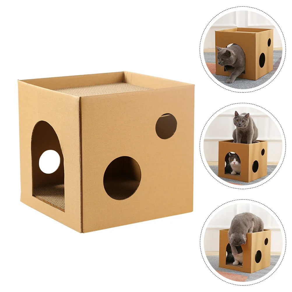 Cat House Scratcher Kitten Cardboard Houses Scratching Scratch Toyboard