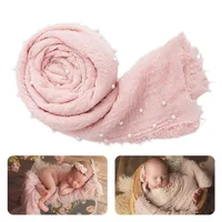 Newborn Photography Prop Baby Wraps with Pearls Soft Stretch Wrap Blanket Little Babe Cloth Accessories Swaddle Photo Accessori 3