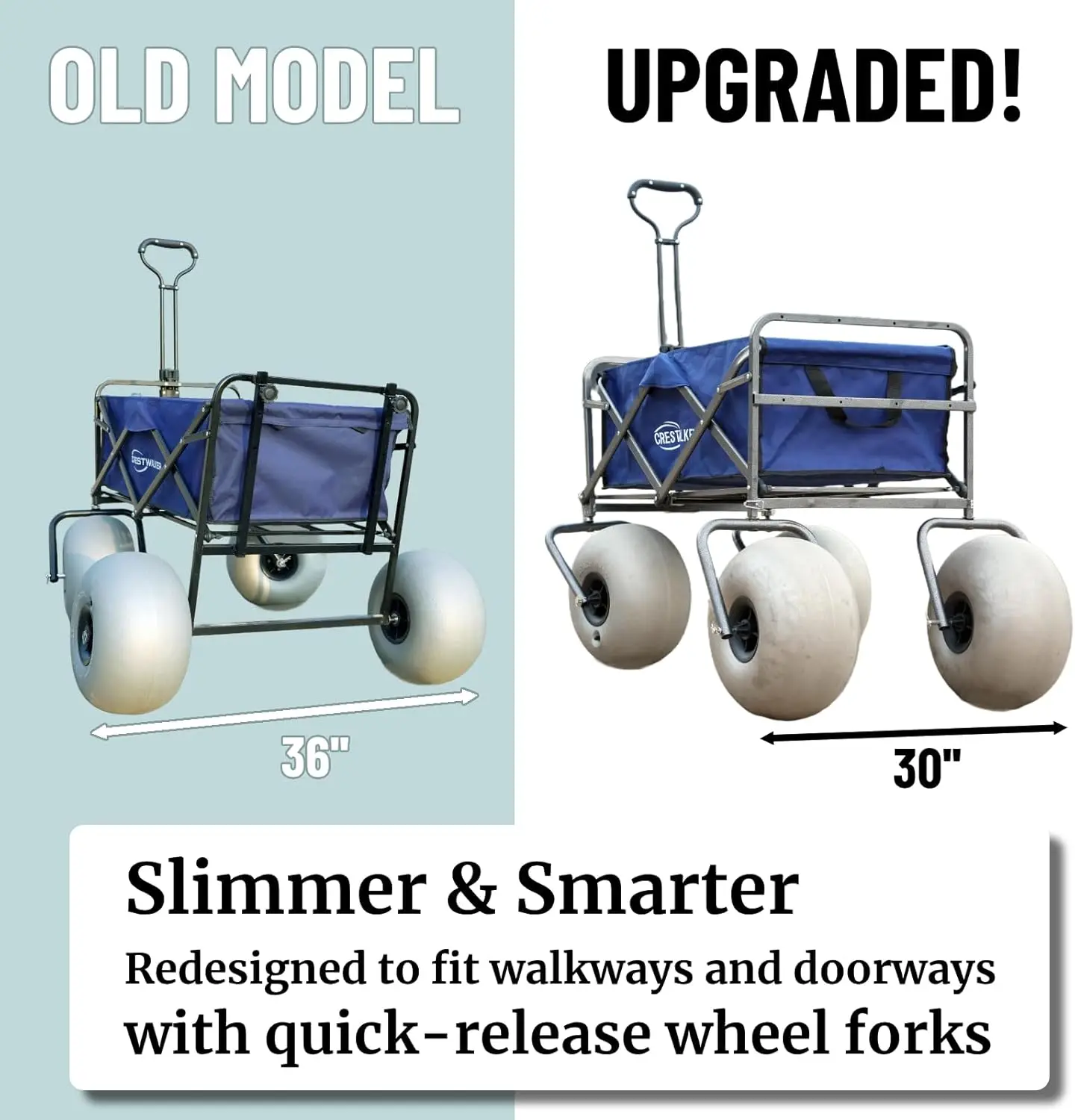 2025-hotBeach Cart with 13" Balloon Wheels, Collapsible Beach Wagon with Big Wheels for Sand, Pump Included (Beach Wagon)