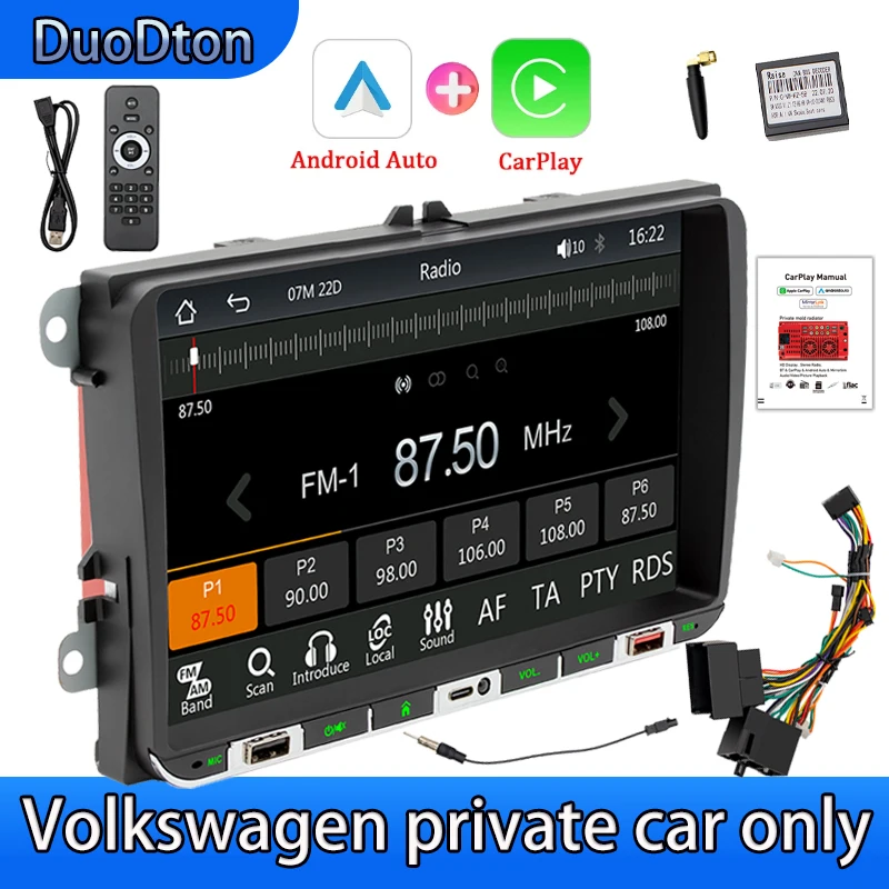 DuoDton 2 Din 9 inch Android Car Radio GPS 4G WiFi DSP Carplay For VW / Volkswagen Skoda Octavia golf 6 touran passat polo Jetta