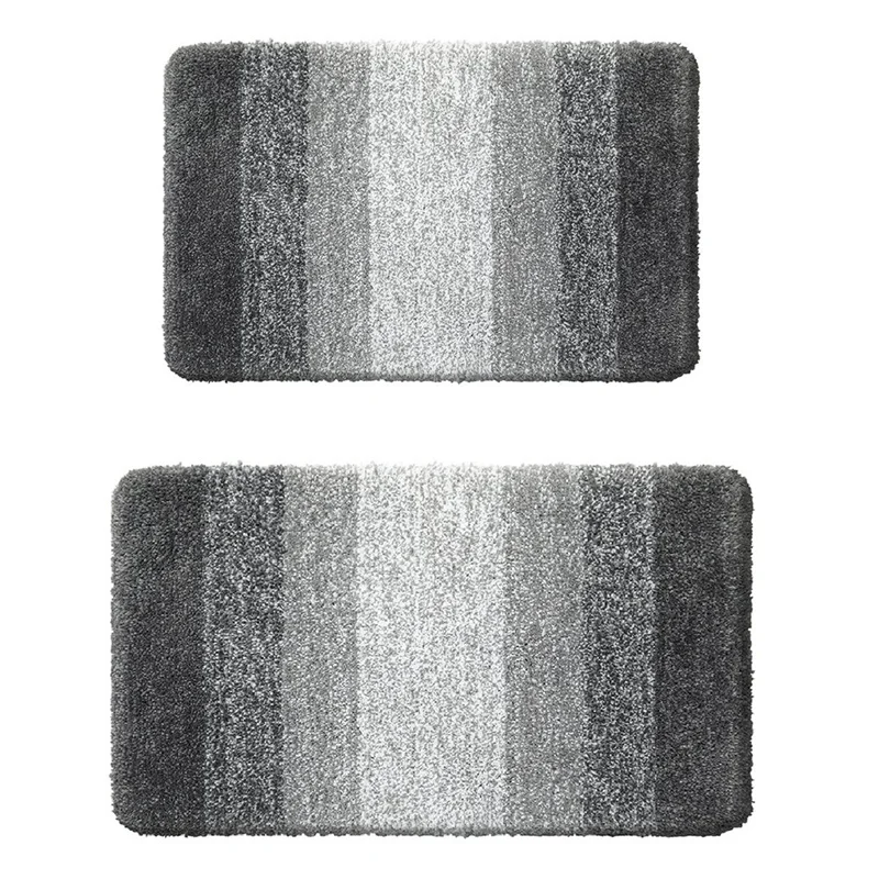 ABRU-Bath Rug Bathroom Rugs Sets 2 Piece, Bath Rug Bathroom Set Size 16.1X24+20X30 In Black