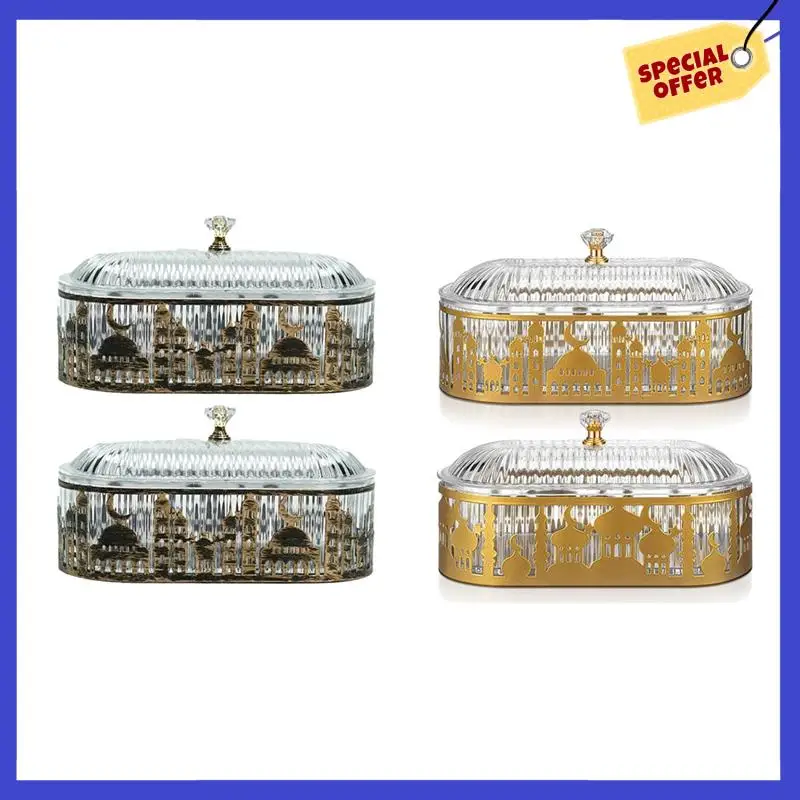 2 Pcs Ramadan Festival Candy Snack Storage Box Eid Candy Snack Jar Ramadan Food Storage Table Decorations-A01P