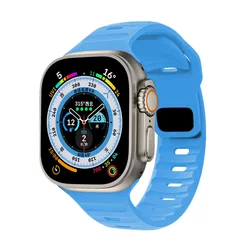 Ocean Silicone Strap for Apple Watch - Premium Watchband Bracelet (Blue)