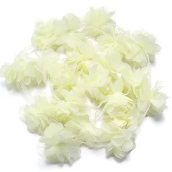 Set of 20 Colorful 3D Pink Petal Chiffon Flower Lace Trim for Sewing and Dress Decoration (Light Yellow)