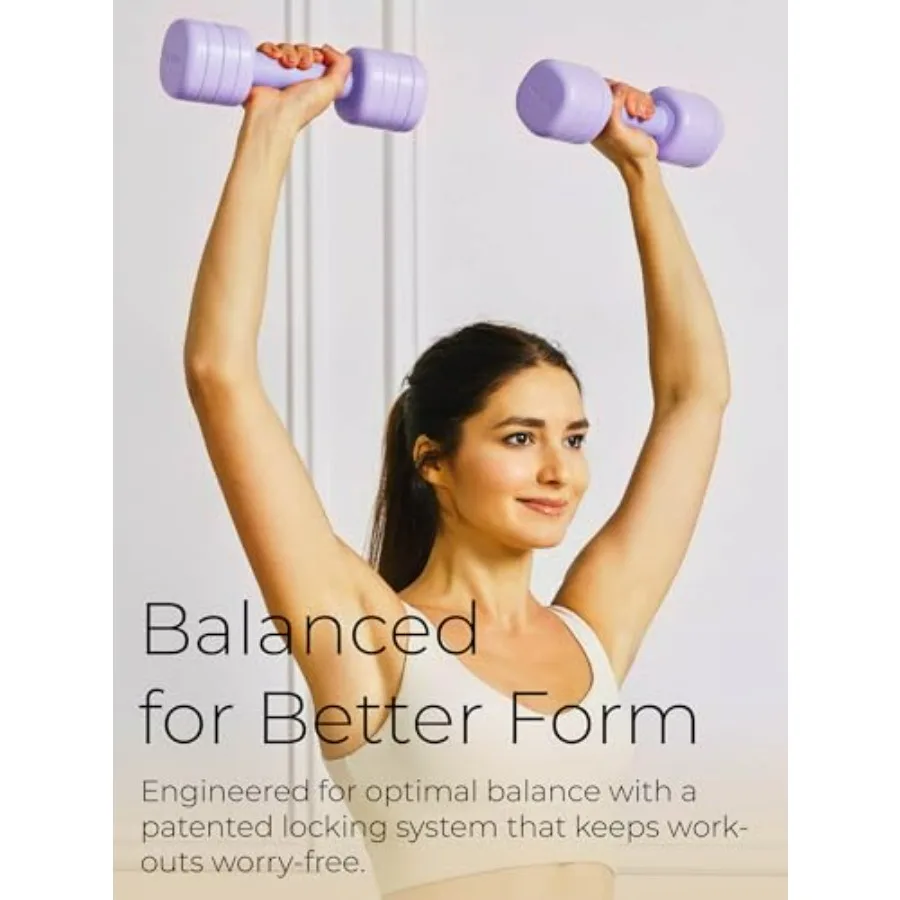 Purple Adjustable Dumbbell (5 lbs) and Pink Adjustable Kettlebell (12 lbs) Bundle