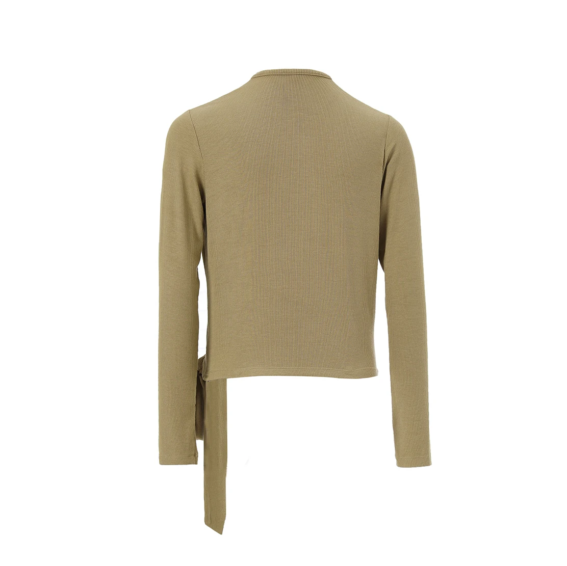 High-Quality Wrap Ribbed Tie Long Sleeve T-Shirt Top