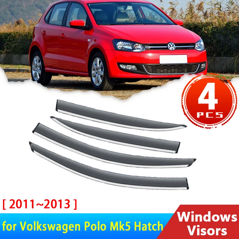 Deflectores de 4 piezas para Volkswagen Polo Mk5 5 V Hatch 6R 6C 61 2011 ~ 2012 accesorios de ventana lateral de coche de cejas para lluvia - AliExpress