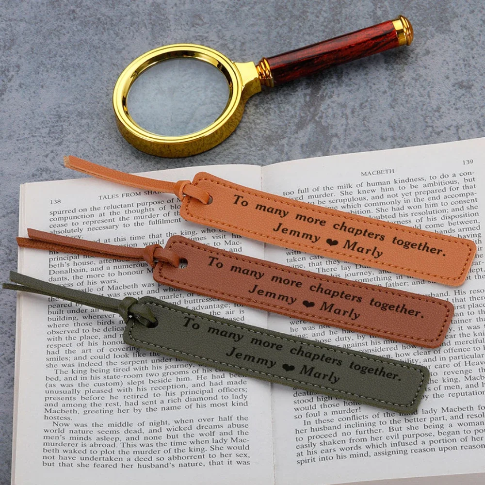 PersonalizedLeatherBookmarkCustomNameHandwrittenNoteBookmarksTo