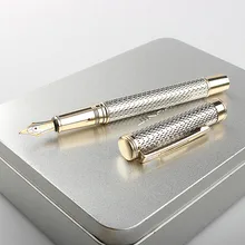 

Crocodile Metal Silver Fountain Pen 0.5MM Shine Platinum Steel School Office Business Writing Ink Pens Gift Stationery