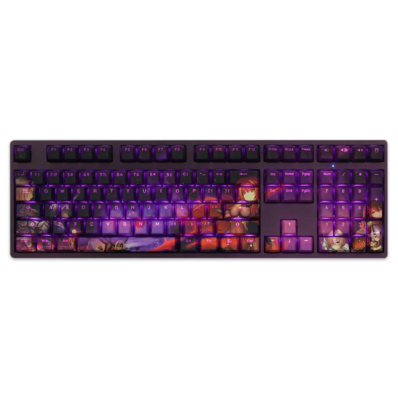 Desenhos Animados Anime Gaming Saber Key Caps Keycap Retroiluminado para o Destino Grande Ordem Pbt Dye Subbed Keycaps 108 Teclas por Conjunto Lados - Imagem 3